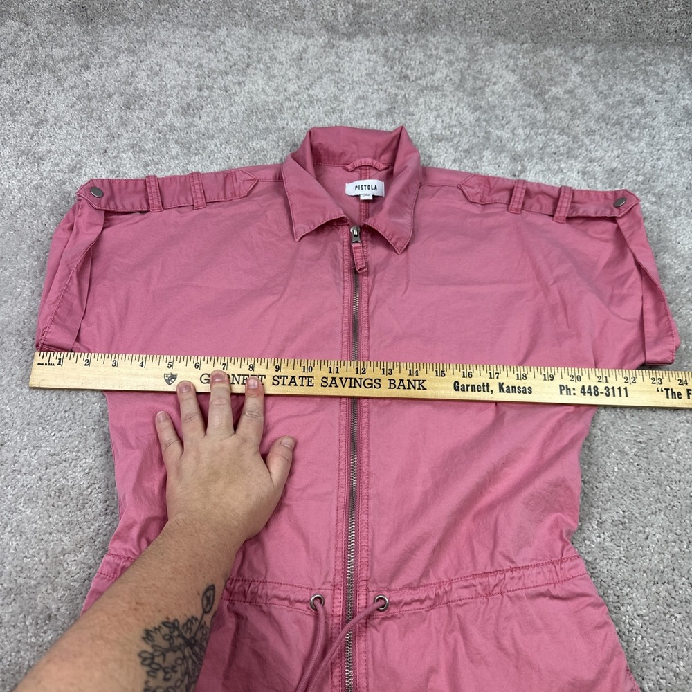 Pistola Meg‎ Romper Size XS Flamingo Pink Zip Front Shorts Short Sleeve Women's - Picture 6 of 8